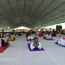 performed Yoga with Jharkhand CM Shri Raghubar  Das & a large number of people from all walks of life on the occasion of International Yoga Day at Prabhat Tara Maidan, Dhurwa in Ranchi.