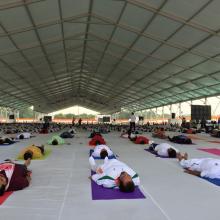 performed Yoga with Jharkhand CM Shri Raghubar  Das & a large number of people from all walks of life on the occasion of International Yoga Day at Prabhat Tara Maidan, Dhurwa in Ranchi.