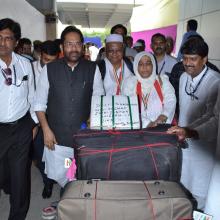 flagged off the first batch of Haj pilgrims from Haj Terminal at New Delhi Airport with prayers of country's safety and prosperity