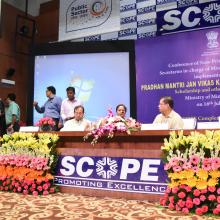 The Union Minister for Minority Affairs, Shri Mukhtar Abbas Naqvi witnessing the signing of MoUs, at the National Conference of Principal Secretaries-Secretaries in-charge of States - UTs dealing with Minority Affairs, in New Delhi on July 16, 2018.